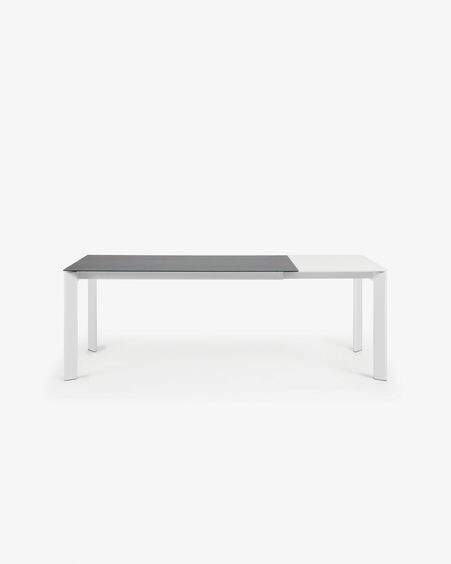 Mesa extensible Axis porcelánico acabado Vulcano Roca patas blanco 160 (220) cm