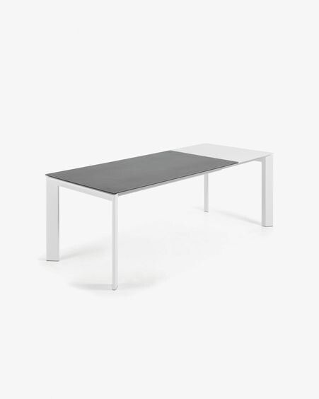 Mesa extensible Axis porcelánico acabado Vulcano Roca patas blanco 160 (220) cm