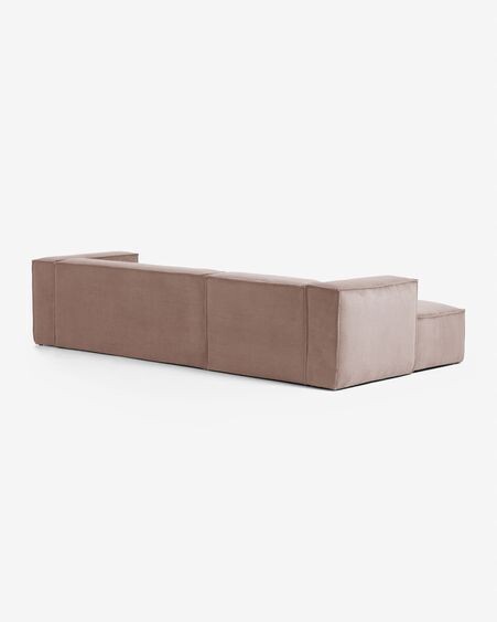 Sofá Blok 3 plazas chaise longue izquierdo pana gruesa rosa 300 cm