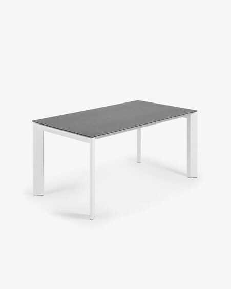 Mesa extensible Axis porcelánico acabado Vulcano Roca patas blanco 160 (220) cm