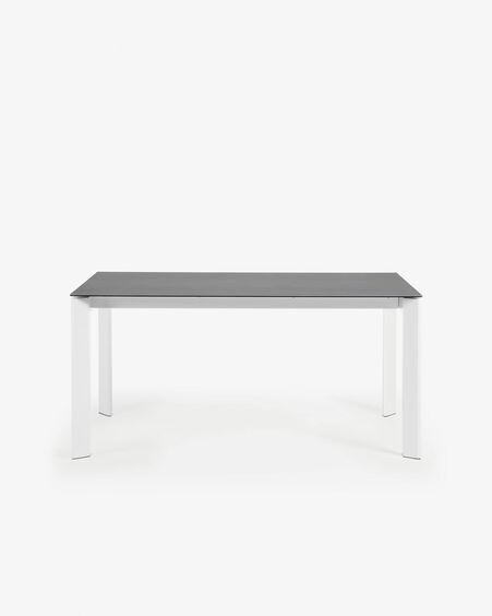 Mesa extensible Axis porcelánico acabado Vulcano Roca patas blanco 160 (220) cm
