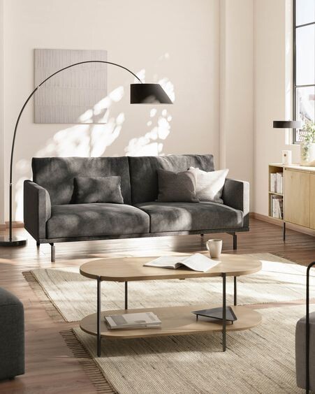 Sofá Galene 3 plazas gris 214 cm