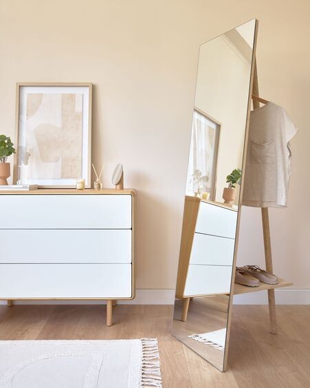 Espejo perchero de pie Keisy madera maciza abedul 45 x 160 cm