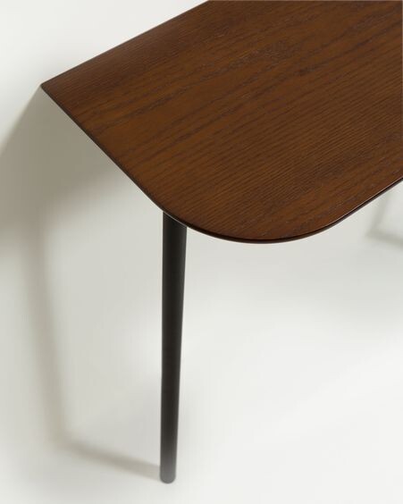 Consola con perchero Marcolina acero negro y chapa de roble 80 x 160 cm