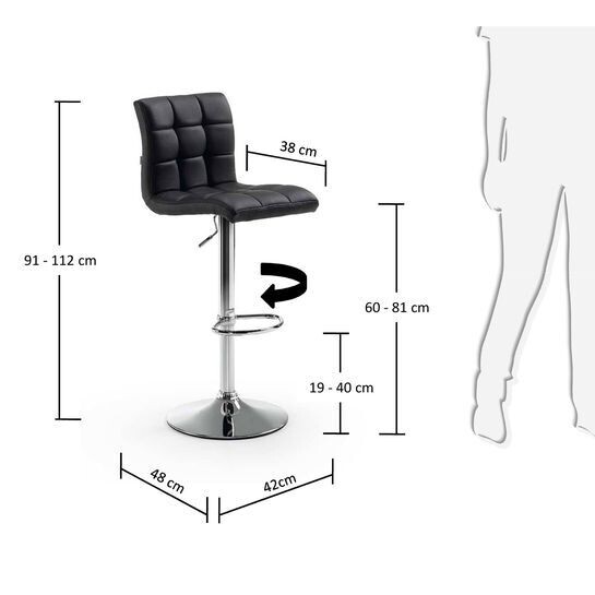 Taburete Crema negro altura 60-81 cm