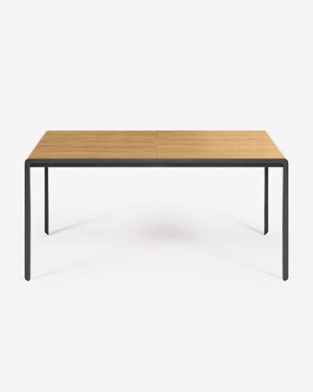 Mesa extensible Nadyria chapa de roble patas de acero acabado negro 160 (200) x 90 cm