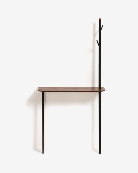 Consola con perchero Marcolina acero negro y chapa de roble 80 x 160 cm