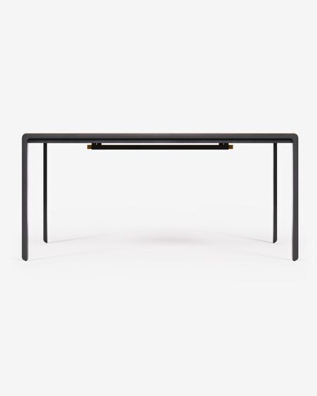 Mesa extensible Nadyria chapa de roble patas de acero acabado negro 160 (200) x 90 cm