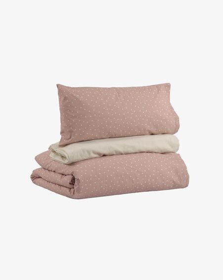 Set Betiana funda nórdica, bajera y funda almohada algodón orgánico GOTS topos 70 x 140 cm