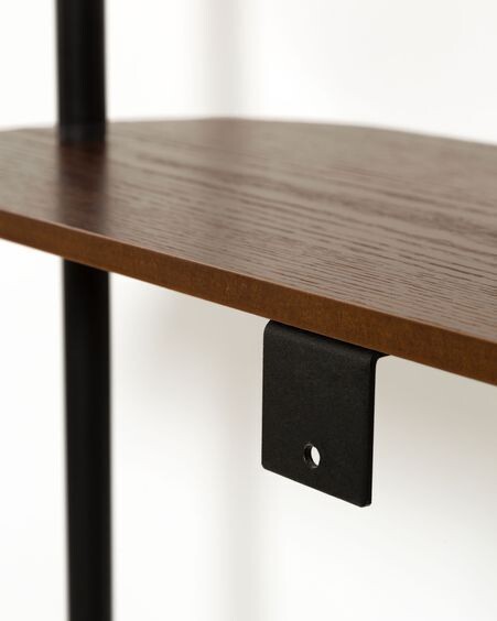 Consola con perchero Marcolina acero negro y chapa de roble 80 x 160 cm