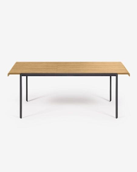 Mesa extensible Nadyria chapa de roble patas de acero acabado negro 160 (200) x 90 cm
