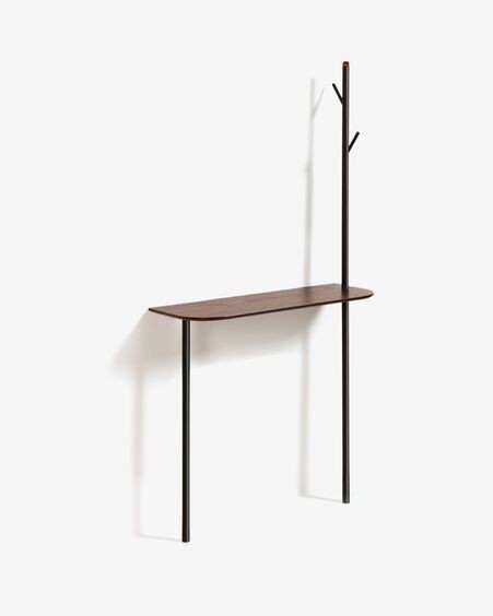 Consola con perchero Marcolina acero negro y chapa de roble 80 x 160 cm