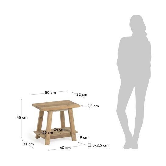 Reposapiés Safara madera maciza de teca reciclada 50 x 32 cm