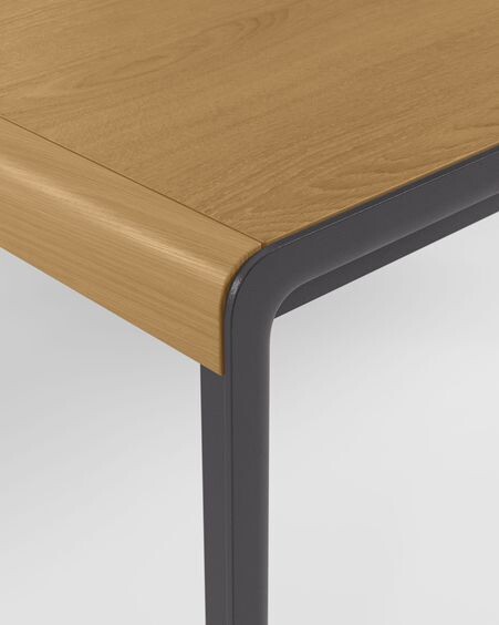 Mesa extensible Nadyria chapa de roble patas de acero acabado negro 160 (200) x 90 cm