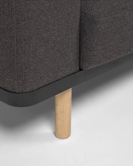 Sofá Noa 3 plazas gris con patas acabado natural 230 cm