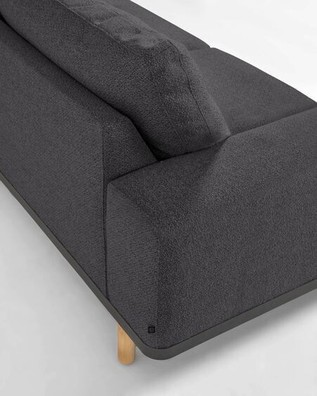 Sofá Noa 3 plazas gris con patas acabado natural 230 cm