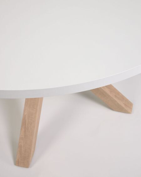 Mesa redonda Full Argo de melamina blanco patas de acero efecto madera Ø 119 cm