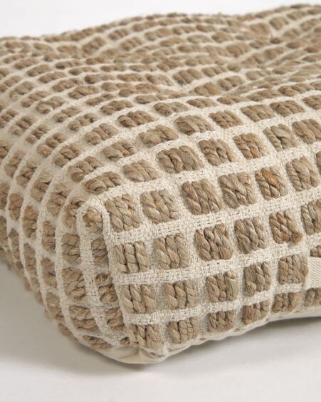 Cojín de suelo y palet Adelma de yute y algodón blanco y natural 60 x 120 cm