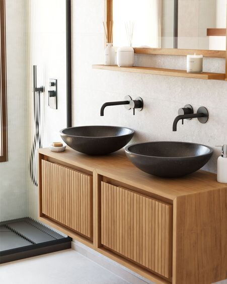 Mueble de baño Taciana de madera maciza de teca 60 x 40 m