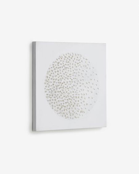 Lienzo Adys con círculo y puntos blanco 40 x 40 cm