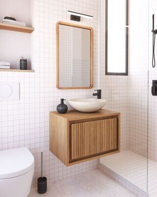 Mueble de baño Taciana de madera maciza de teca 60 x 40 m
