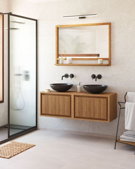 Mueble de baño Taciana de madera maciza de teca 60 x 40 m