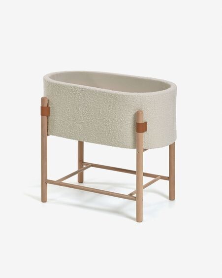Moisés Adara de borreguito blanco y madera maciza de haya 69 x 46 cm