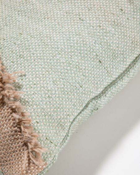 Funda de cojín exterior Dalila de PET con flecos beige 45 x 45 cm
