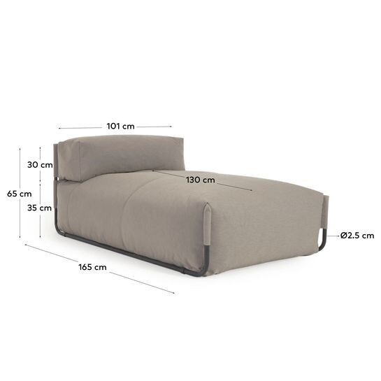 Puf sofá modular longue con respaldo exterior Square verde y aluminio negro 165 x 101 cm