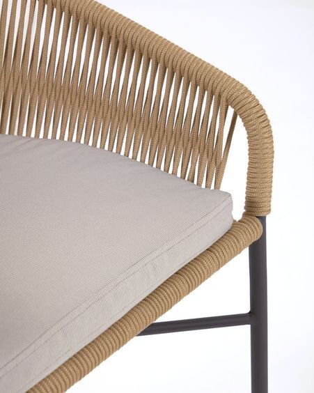 Taburete Yanet de cuerda beige y acero galvanizado altura 65 cm