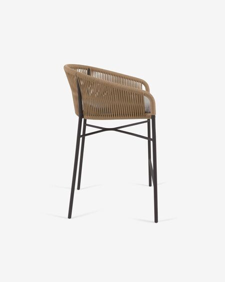 Taburete Yanet de cuerda beige y acero galvanizado altura 65 cm