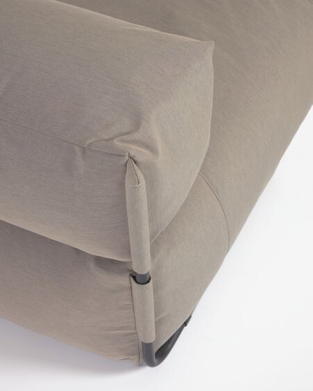 Puf sofá modular longue con respaldo exterior Square verde y aluminio negro 165 x 101 cm