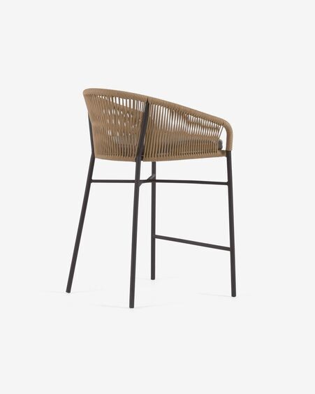 Taburete Yanet de cuerda beige y acero galvanizado altura 65 cm