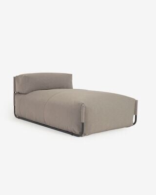 Puf sofá modular longue con respaldo exterior Square verde y aluminio negro 165 x 101 cm