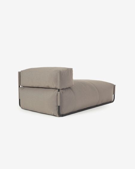 Puf sofá modular longue con respaldo exterior Square verde y aluminio negro 165 x 101 cm