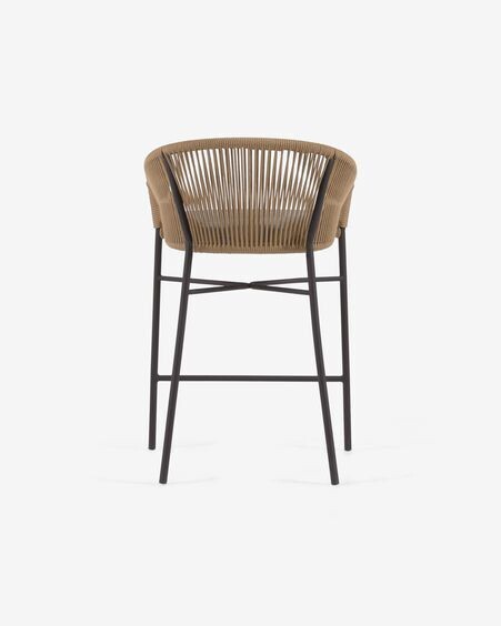 Taburete Yanet de cuerda beige y acero galvanizado altura 65 cm