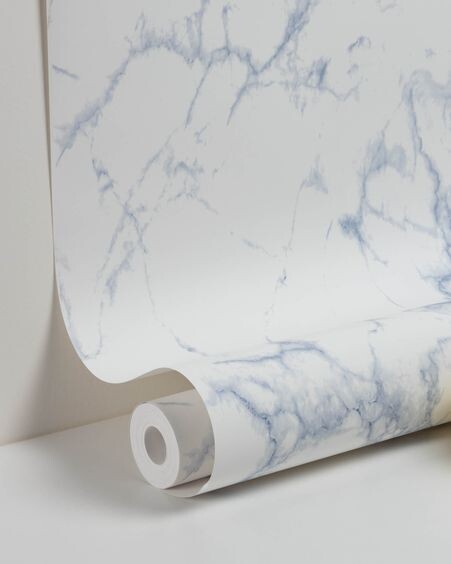 Papel pintado Marbela azul y blanco 10 x 0,53 m FSC MIX Credit