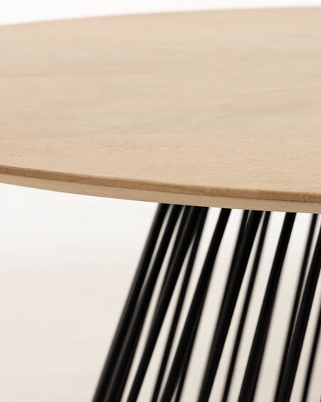 Mesa de centro Leska madera maciza de mango y pie de acero acabado negro 120 x 65 cm