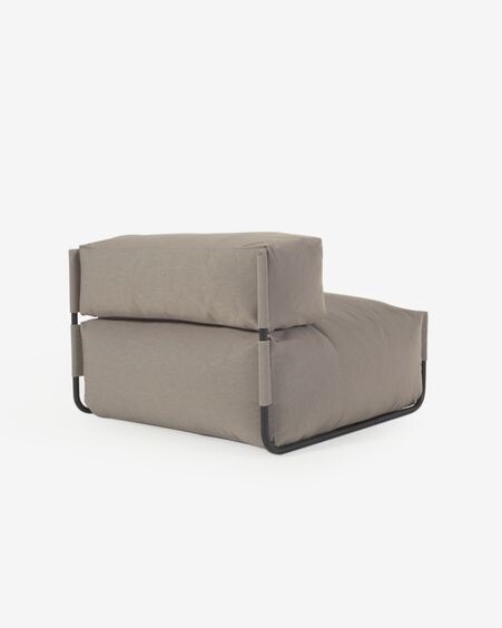 Puf sofá modular con respaldo 100% exterior Square verde y aluminio negro 101 x 101 cm