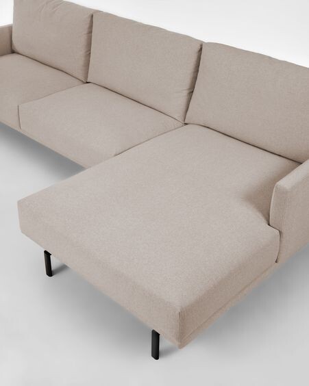Sofá Galene 3 plazas con chaise longue derecho beige 254 cm