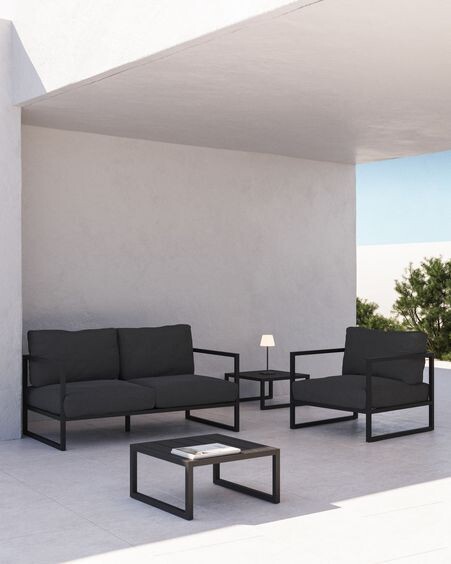 Mesa auxiliar 100% exterior Comova de aluminio negro 60 x 60 cm