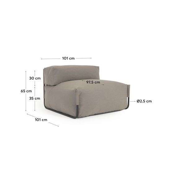 Puf sofá modular con respaldo 100% exterior Square verde y aluminio negro 101 x 101 cm