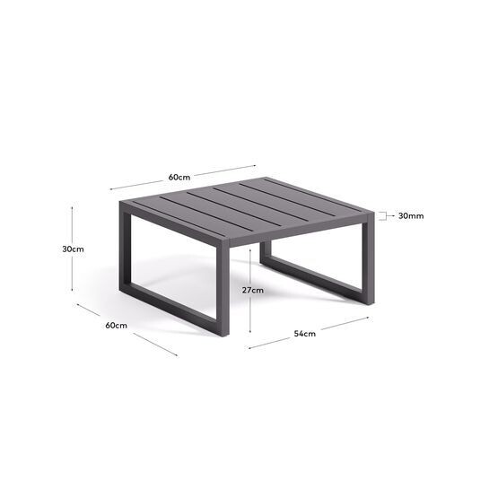 Mesa auxiliar 100% exterior Comova de aluminio negro 60 x 60 cm
