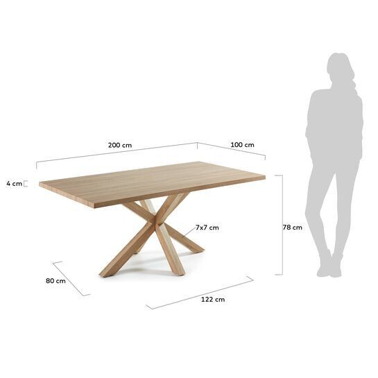 Mesa Argo 200 x 100 cm melamina acabado natural patas de acero efecto madera