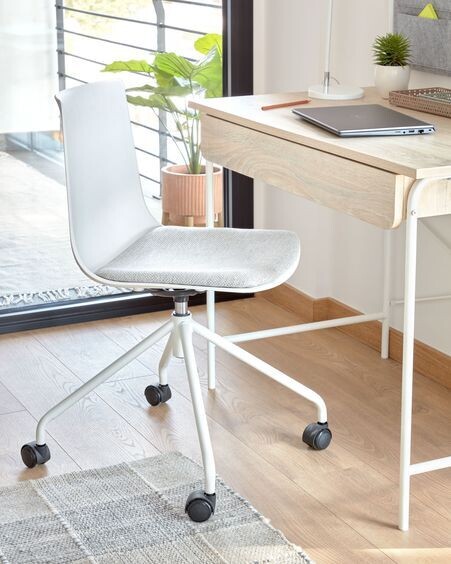 Silla de escritorio Ralfi blanco con asiento gris claro