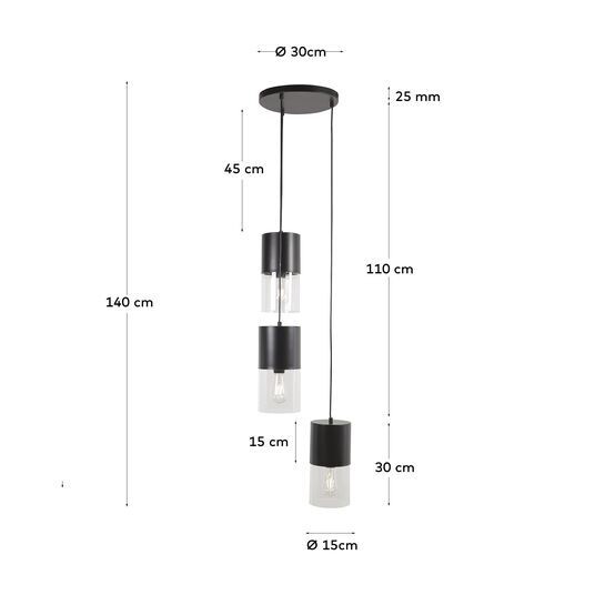 Lámpara de techo Flexa de metal con acabado negro