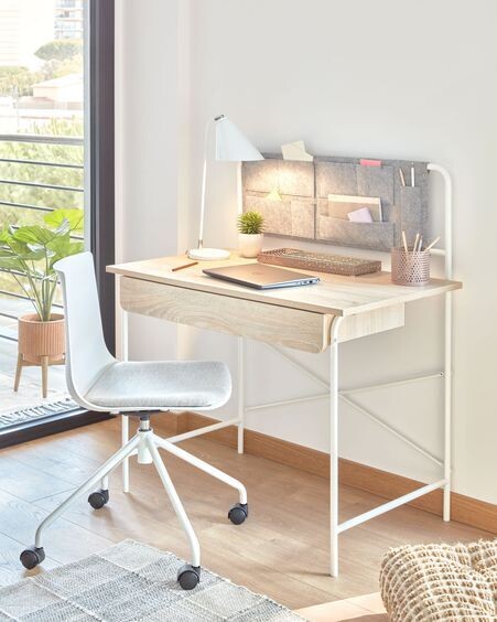 Silla de escritorio Ralfi blanco con asiento gris claro