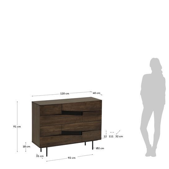 Cómoda Cutt 120 x 91 cm con chapa de nogal americano
