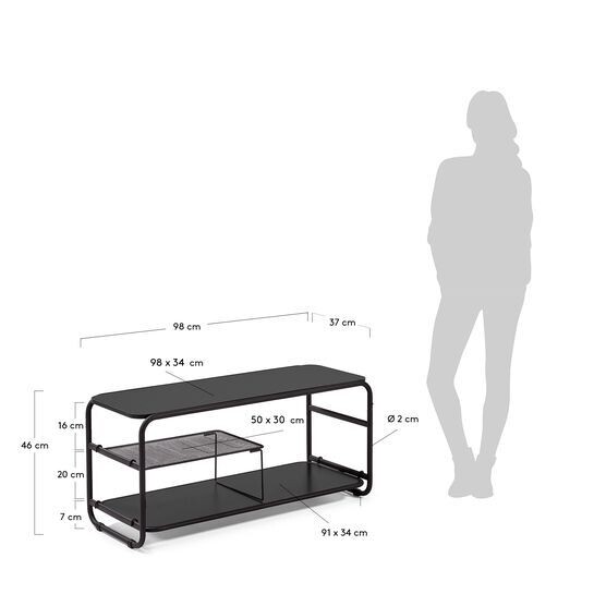Mueble TV Academy acero negro 98 x 46 cm