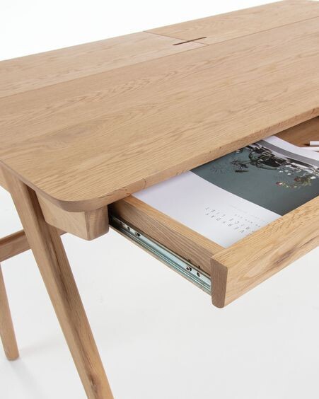 Escritorio Julia chapa y madera maciza de fresno 120 x 65 cm
